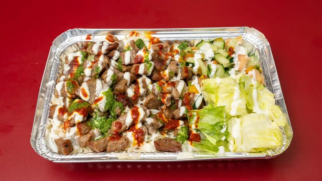 Lamb over rice.
